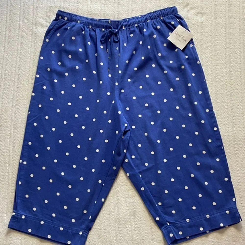 CORAL BAY Women’s Polka Dot Print Drawstring Twill Capris